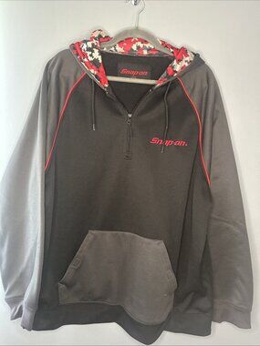 SNAP-ON Hoodie Sweatshirt Adult Extra Large Black & Red Mens XL 1/4 Zip Snapon